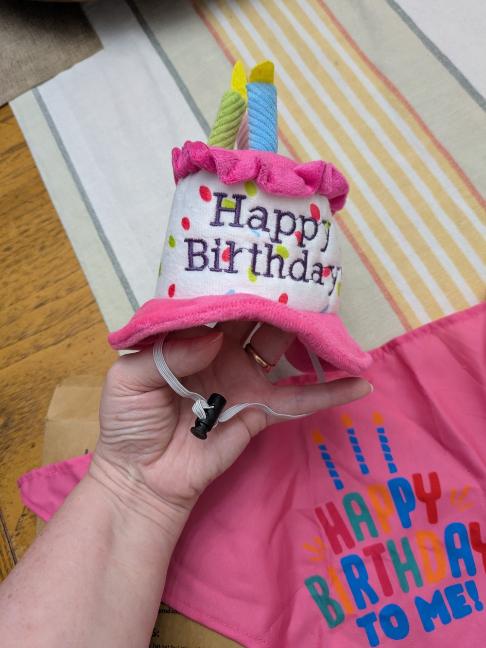 Pink 'Happy Birthday' Party Hat with Candles - Unbranded